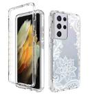 For Samsung Galaxy S21 Ultra 5G PC+TPU Transparent Painted Phone Case(White Flower) - 1