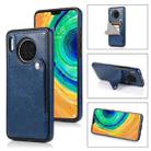 For Huawei Mate 30 Pro Pure Color Oblique Card PU + TPU Phone Case(Blue) - 1