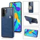 For Huawei P30 Pro Pure Color Oblique Card PU + TPU Phone Case(Blue) - 1