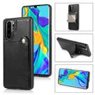 For Huawei P30 Pro Pure Color Oblique Card PU + TPU Phone Case(Black) - 1