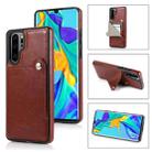 For Huawei P30 Pro Pure Color Oblique Card PU + TPU Phone Case(Brown) - 1