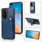 For Huawei P40 Pure Color Oblique Card PU + TPU Phone Case(Blue) - 1