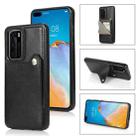 For Huawei P40 Pure Color Oblique Card PU + TPU Phone Case(Black) - 1