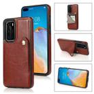 For Huawei P40 Pure Color Oblique Card PU + TPU Phone Case(Brown) - 1
