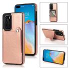 For Huawei P40 Pure Color Oblique Card PU + TPU Phone Case(Rose Gold) - 1