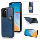 For Huawei P40 Pro Pure Color Oblique Card PU + TPU Phone Case(Blue) - 1