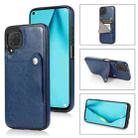 For Huawei P40 Lite Pure Color Oblique Card PU + TPU Phone Case(Blue) - 1