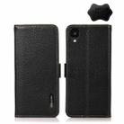 For TCL 30Z KHAZNEH Side-Magnetic Litchi Genuine Leather RFID Phone Case(Black) - 1