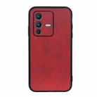 For vivo S12 Pro 5G/V23 Pro 5G Accurate Hole Two-color Calf Texture Shockproof Phone Case(Red) - 1