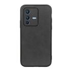 For vivo S12 Pro 5G/V23 Pro 5G Accurate Hole Two-color Calf Texture Shockproof Phone Case(Black) - 1