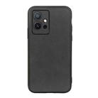 For vivo Y75 5G Accurate Hole Two-color Calf Texture Shockproof Phone Case(Black) - 1