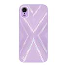 For iPhone XR 9XA Texture TPU + Tempered Glass Phone Case(Purple) - 1