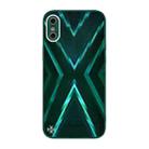 For iPhone X / XS 9XA Texture TPU + Tempered Glass Phone Case(Green) - 1