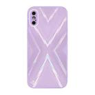 For iPhone X / XS 9XA Texture TPU + Tempered Glass Phone Case(Purple) - 1