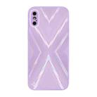 For iPhone XS Max 9XA Texture TPU + Tempered Glass Phone Case(Purple) - 1