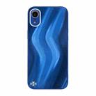 For iPhone XR Lightning Texture TPU + Tempered Glass Phone Case(Blue) - 1