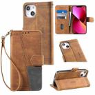 Splicing Leather Phone Case For iPhone 13(Brown) - 1