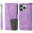 Splicing Leather Phone Case For iPhone 13 Pro(Purple) - 1