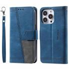 Splicing Leather Phone Case For iPhone 13 Pro Max(Blue) - 1