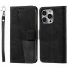 Splicing Leather Phone Case For iPhone 13 Pro Max(Black) - 1