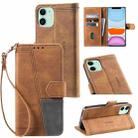 For iPhone 11 Splicing Leather Phone Case (Brown) - 1