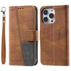 For iPhone 11 Pro Splicing Leather Phone Case (Brown) - 1