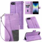 For iPhone SE 2022 / SE 2020 / 8 / 7 Splicing Leather Phone Case(Purple) - 1