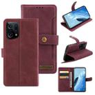 For OPPO Find X5 Copper Buckle Leather Phone Case(Maroon) - 1