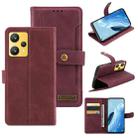 For OPPO Realme 9 Pro Copper Buckle Leather Phone Case(Maroon) - 1