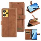 For OPPO Realme 9 Pro+ Copper Buckle Leather Phone Case(Brown) - 1