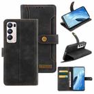 For OPPO Reno5 Pro+ Copper Buckle Leather Phone Case(Black) - 1