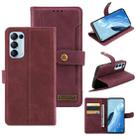 For OPPO Reno5 Copper Buckle Leather Phone Case(Maroon) - 1