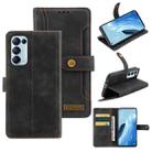 For OPPO Reno5 Pro 5G Copper Buckle Leather Phone Case(Black) - 1