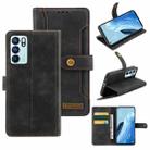 For OPPO Reno6 Copper Buckle Leather Phone Case(Black) - 1