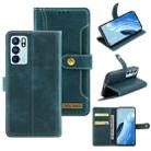 For OPPO Reno6 Copper Buckle Leather Phone Case(Green) - 1