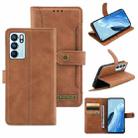 For OPPO Reno6 Copper Buckle Leather Phone Case(Brown) - 1