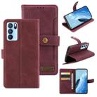 For OPPO Reno6 Pro 5G Copper Buckle Leather Phone Case(Maroon) - 1