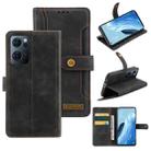 For OPPO Reno7 Copper Buckle Leather Phone Case(Black) - 1