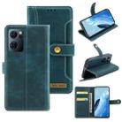 For OPPO Reno7 Copper Buckle Leather Phone Case(Green) - 1