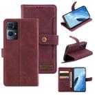 For OPPO Reno7 Pro 5G Copper Buckle Leather Phone Case(Maroon) - 1