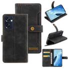 For OPPO Reno7 SE 5G Copper Buckle Leather Phone Case(Black) - 1