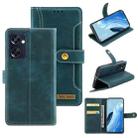 For OPPO Reno7 SE 5G Copper Buckle Leather Phone Case(Green) - 1