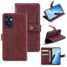 For OPPO Reno7 SE 5G Copper Buckle Leather Phone Case(Maroon) - 1