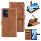 For OPPO Reno7 SE 5G Copper Buckle Leather Phone Case(Brown) - 1