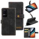 For Xiaomi Redmi K40S Copper Buckle Leather Phone Case(Black) - 1