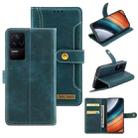 For Xiaomi Redmi K50 Copper Buckle Leather Phone Case(Green) - 1