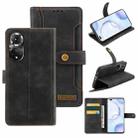 For Honor 50 Pro Copper Buckle Leather Phone Case(Black) - 1