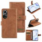 For Honor 50 Pro Copper Buckle Leather Phone Case(Brown) - 1