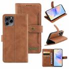 For Honor 60 SE Copper Buckle Leather Phone Case(Brown) - 1