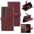 For Honor 60 Copper Buckle Leather Phone Case(Maroon) - 1